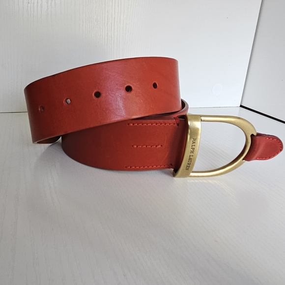 RL COLLECTION Red Leather Belt - Picture 2 of 16